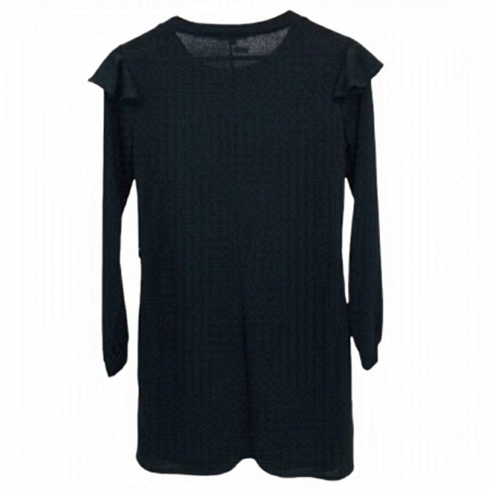 4/$45 AS U WISH NWT Black Long Sleeve Mini Mid Length Light Sweater Dress Small